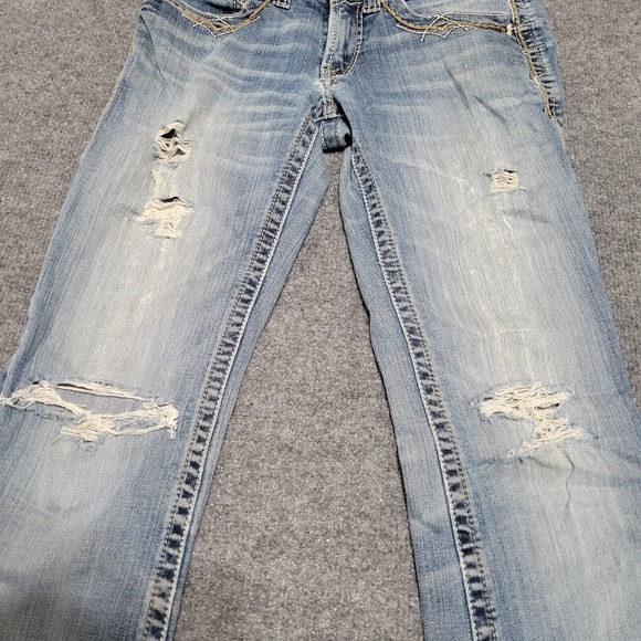 Ariat Real Jeans Women 26R Mid Rise Boot Stretch Cowgirl Thick Stitch Distressed - Picture 2 of 10